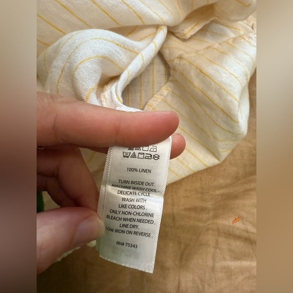 Cynthia Rowley linen Cream and Gold Linen popover Tinic top - Picture 8 of 9